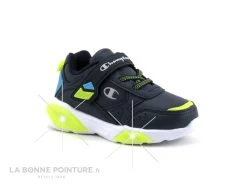 Champion WAVE B TD - Basket Leds GARCON - Bleu Marine-Turquoise-Jaune