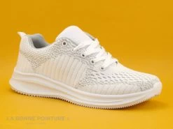 Skechers Boutique 5 Run Away NINA Blanc - Basket Femme Maille Blanche