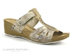 Morans MOUVIK Beige - Mule Femme A Talon Compense