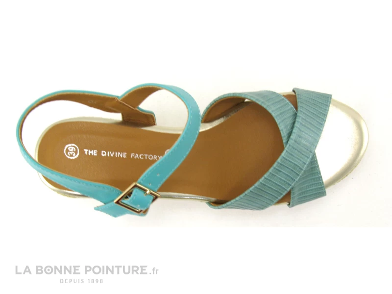 The Divine Factory QL4350 Vert D Eau - Sandale Talon Compense 5 The Divine Factory QL4350 Vert D Eau - Sandale Talon Compense – Image 3