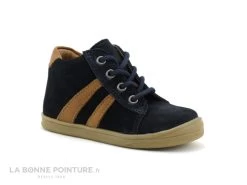 Bellamy GIBUS Velours Marine - Basket Cuir BEBE GARCON