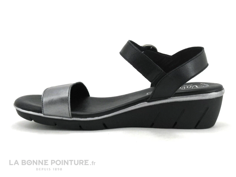 Valerias 6023 Argent - Noir - Sandale Femme Semelle Compensee 5 Valerias 6023 Argent - Noir - Sandale Femme Semelle Compensee – Image 3