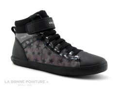 Geox J164NA GISLI Black - Dk Silver - Etoiles - Basket Montante Fille