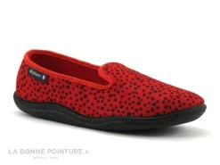 Airplum ZIGOTON Rouge Pois Noirs - Chausson Souple Femme