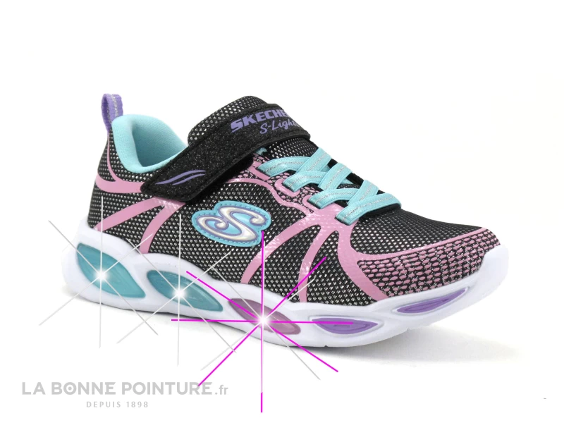 Skechers 302042L Shimmer Beams Sporty Glow - Basket Led Fille 3 Skechers 302042L Shimmer Beams Sporty Glow - Basket Led Fille