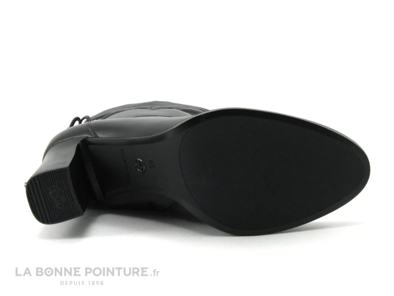 Tamaris 1-25368-27 Black Leather - Bottine à Talon Haut Cuir Noir 8 Tamaris 1-25368-27 Black Leather - Bottine à Talon Haut Cuir Noir – Image 6