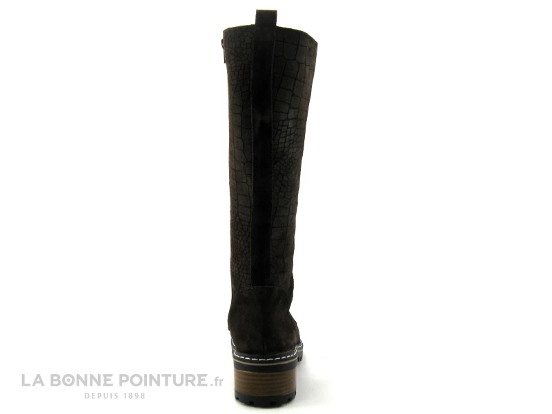 Elue Par Nous KOFOUR Marron Velours Croco - Botte Lacet Femme 6 Elue Par Nous KOFOUR Marron Velours Croco - Botte Lacet Femme – Image 4