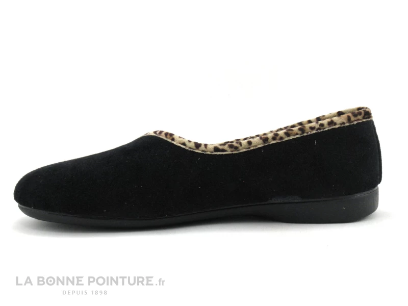 Zels 2454 Velours Noir - Pourtour Leopard Beige - Chausson Ballerine 5 Zels 2454 Velours Noir - Pourtour Leopard Beige - Chausson Ballerine – Image 3