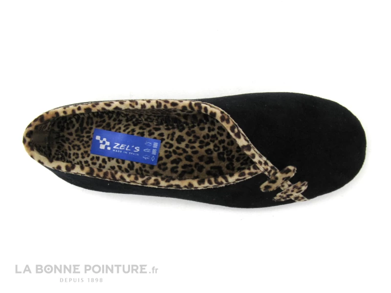 Zels 2454 Velours Noir - Pourtour Leopard Beige - Chausson Ballerine 6 Zels 2454 Velours Noir - Pourtour Leopard Beige - Chausson Ballerine – Image 4