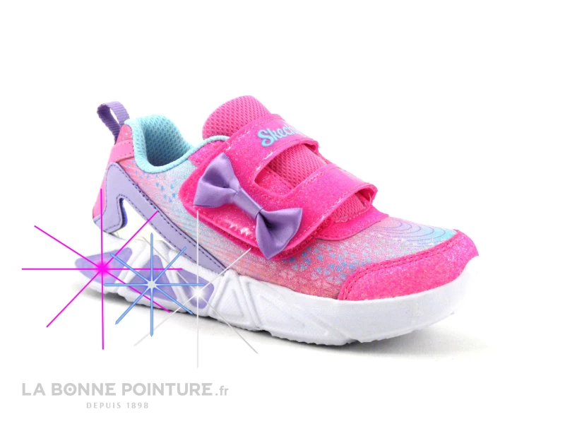 Skechers TRI-BRIGHTS LIL GLEAM - 302654N - Basket Fille Rose 3 Skechers TRI-BRIGHTS LIL GLEAM - 302654N - Basket Fille Rose