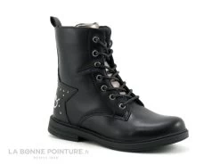 3 Pommes ATTAQUE Noir - Bottine Lacet Fille Avec Zip