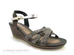 Elina Kara 5511 6 Marron Serpent Nu-pieds Compense