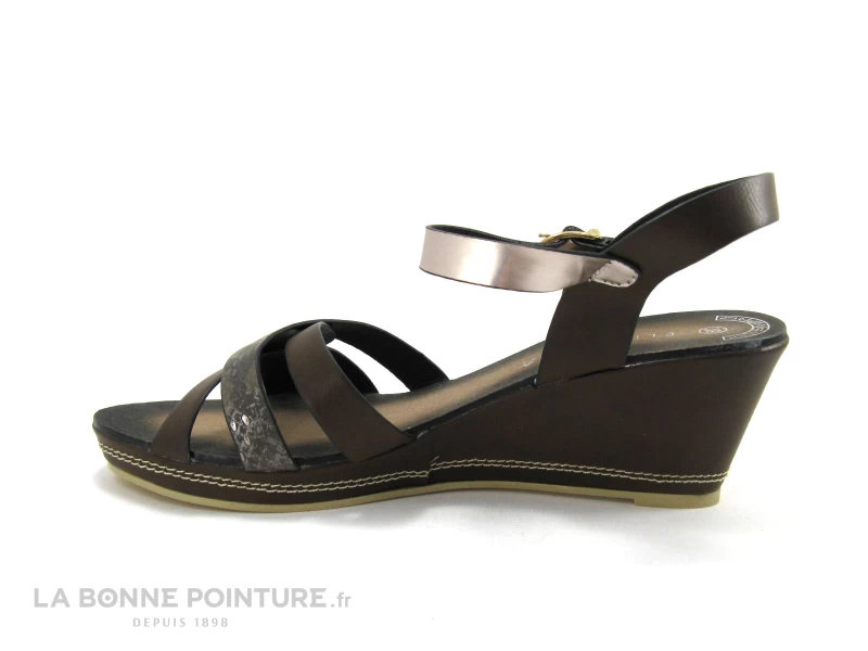 Elina Kara 5511 6 Marron Serpent Nu-pieds Compense 5 Elina Kara 5511 6 Marron Serpent Nu-pieds Compense â Image 3