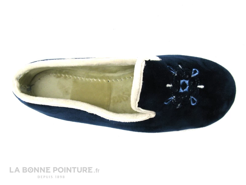 RYB 102 ALBA Bleu Marine - Bord Ecru - Chausson Femme 4 RYB 102 ALBA Bleu Marine - Bord Ecru - Chausson Femme – Image 2