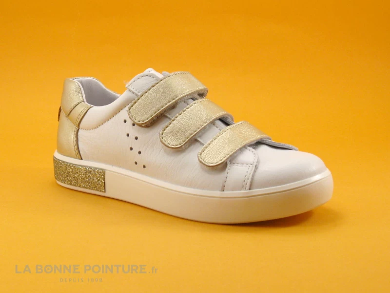 Bopy SAKOVEL Blanc Or - Basket Fille 3 Velcros 3 Bopy SAKOVEL Blanc Or - Basket Fille 3 Velcros