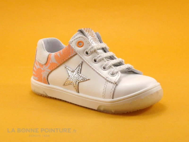 Bopy RILAX Blanc Orange - Etoile Argent - Basket Basse Fille 3 Bopy RILAX Blanc Orange - Etoile Argent - Basket Basse Fille