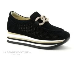 Softwaves CASSIE Black - Mocassin Compense Noir Femme