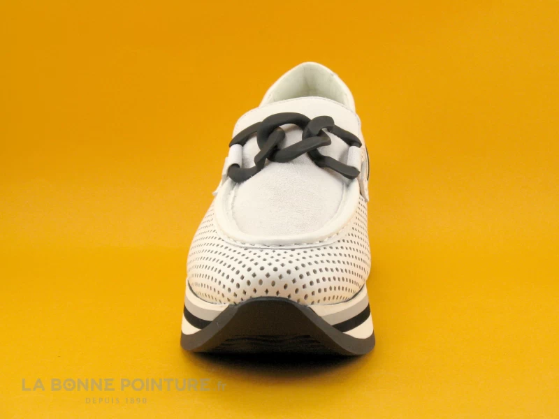 Softwaves CASSIE White Ice - Mocassin Compense - Chainette Noire 4 Softwaves CASSIE White Ice - Mocassin Compense - Chainette Noire – Image 2