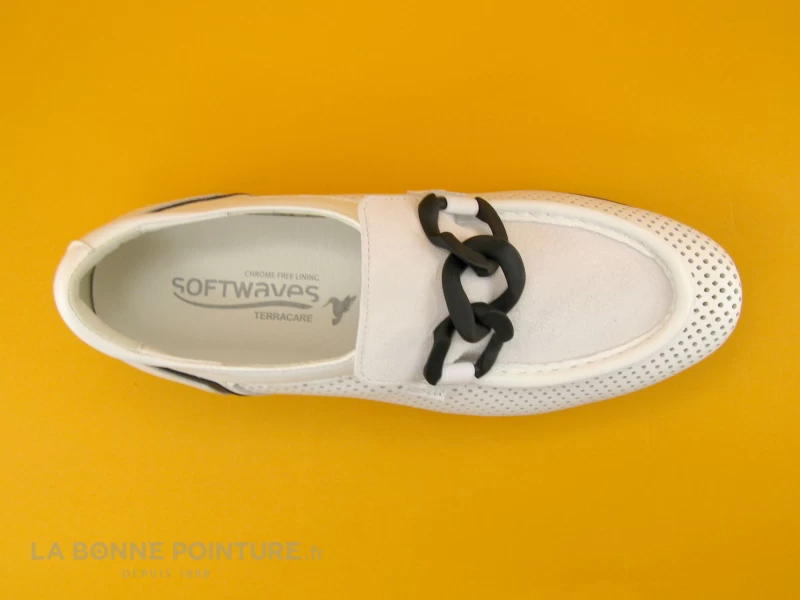 Softwaves CASSIE White Ice - Mocassin Compense - Chainette Noire 8 Softwaves CASSIE White Ice - Mocassin Compense - Chainette Noire – Image 6