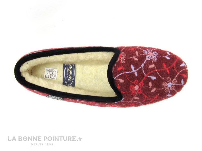 Semelflex CALOZOE Bordeaux - Broderies - Charentaise Femme 8 Semelflex CALOZOE Bordeaux - Broderies - Charentaise Femme – Image 6
