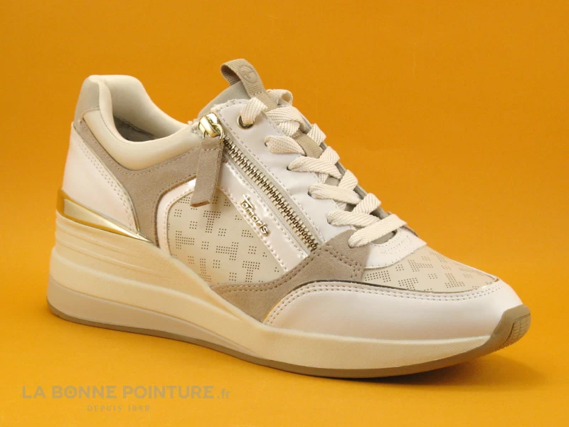 Tamaris 1-23703-20 White Comb - Basket Blanche A Talon Compense 3 Tamaris 1-23703-20 White Comb - Basket Blanche A Talon Compense