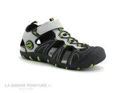 Wipop LINEA Noir Gris Lime - Sandale Sport Enfant
