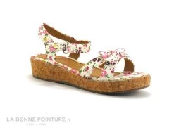 Wipop KONY Blanc Rose - Toile Fleurie - Sandale Fille