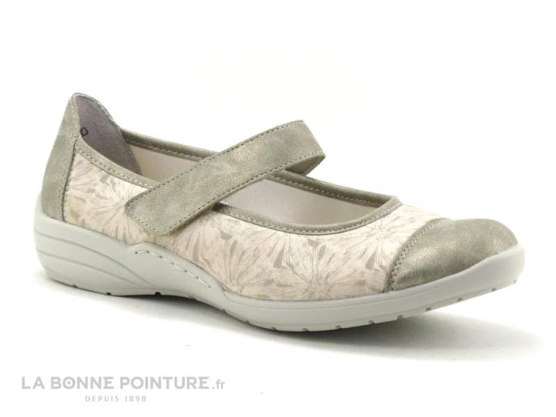 Remonte R7627-93 - Ballerine Beige Et Fleurie Avec Bride Velcro 3 Remonte R7627-93 - Ballerine Beige Et Fleurie Avec Bride Velcro