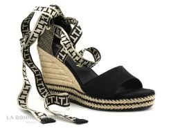 Tamaris 1-28344-20 Black - Sandale Femme Avec Ruban - Talon Compense