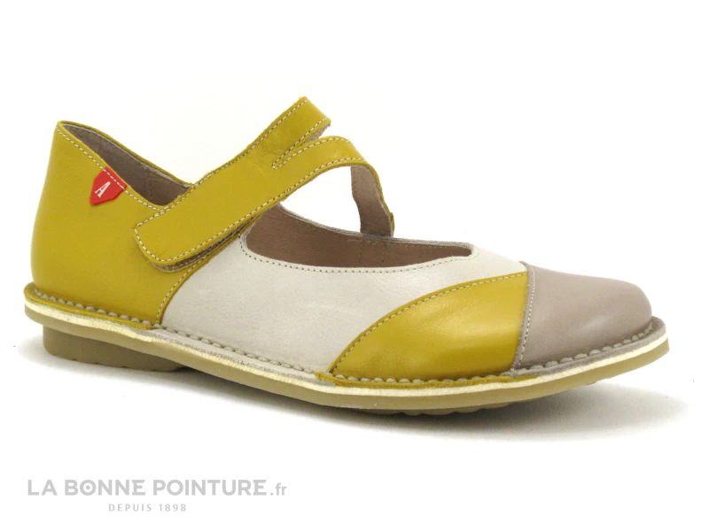 Alce 9068 Yellow Pana - Ballerine Femme Cuir Jaune Et Beige 7 Alce 9068 Yellow Pana - Ballerine Femme Cuir Jaune Et Beige – Image 5