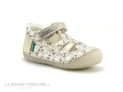 Kickers SUSHY Blanc Argent Coquillage - Sandale Fille Premiers Pas
