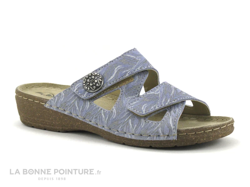 Flex Is PADULA Ceruleo - Mule Femme Cuir Velours Bleu 2 Velcros 3 Flex Is PADULA Ceruleo - Mule Femme Cuir Velours Bleu 2 Velcros