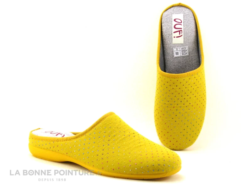 Ouf BESSINE Ocre - Pantoufle Mule Jaune Pois Multicolores 3 Ouf BESSINE Ocre - Pantoufle Mule Jaune Pois Multicolores